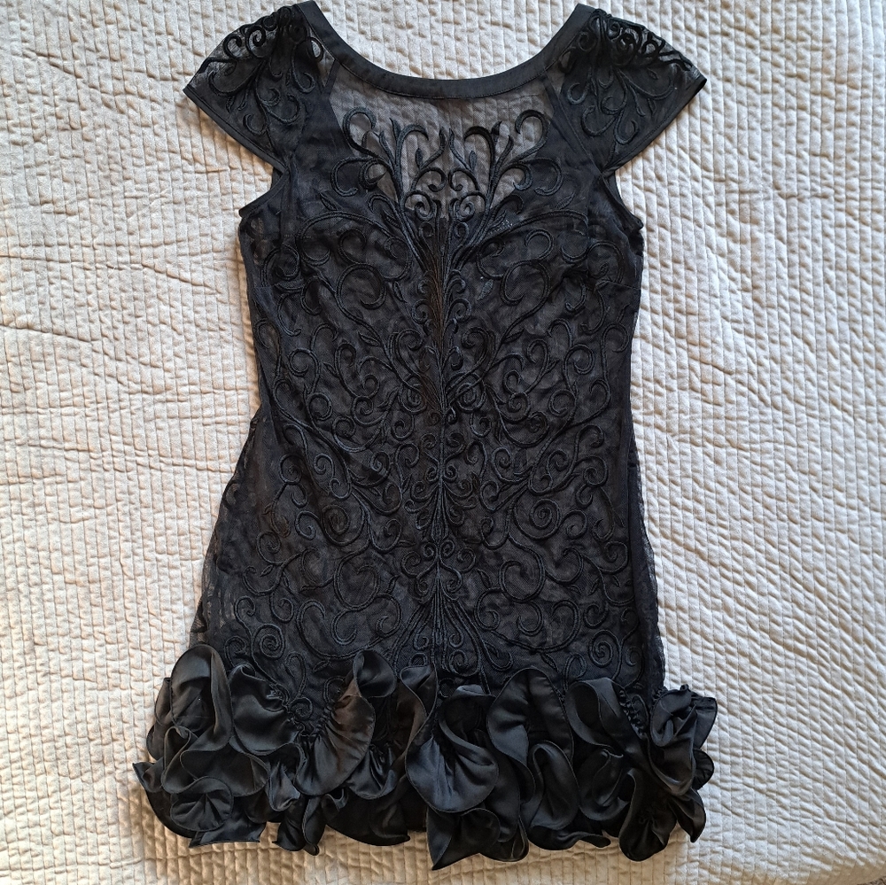 GUESS Vintage 00s Chic Black Cocktail Mini Dress Size 6